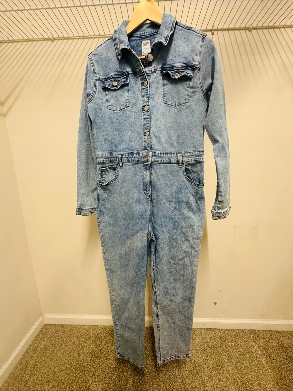 Kids Light Blue Denim One-Piece Jumpsuit